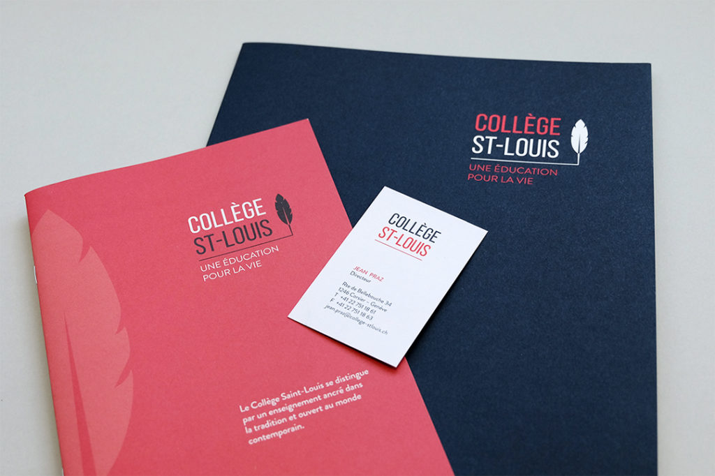 Refonte de l’identité visuelle du Collège St-Louis, école privée à Genève. Déclinaison de tout les supports.