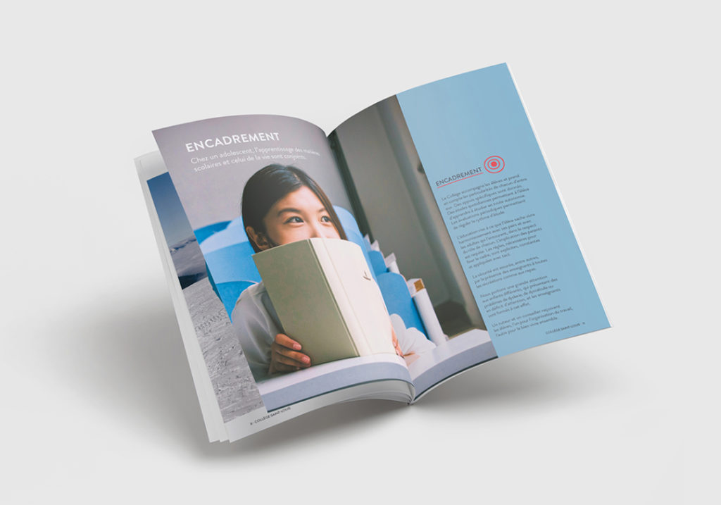 La brochure de présentation du Collège St-Louis, Genève. Réalisation Natalie Bindelli