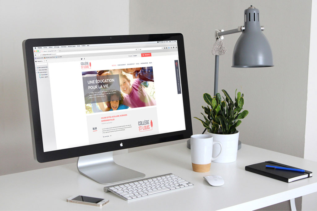 Refonte de l’identité visuelle du Collège St-Louis, école privée à Genève. Déclinaison de tout les supports, même le site web