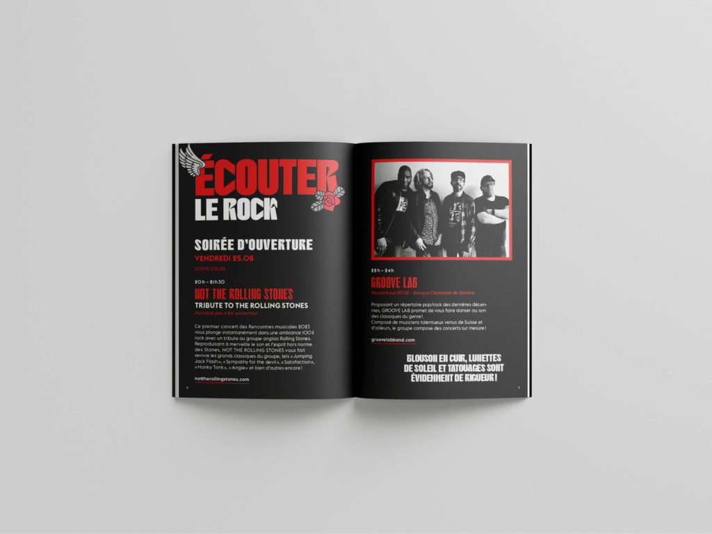 Branding événementiel rock’n roll avec identité visuelle unique et impactante. Rencontres musicales