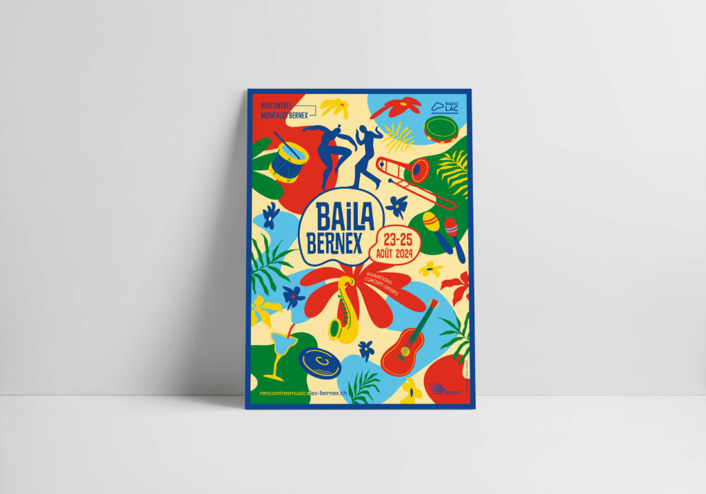 Branding événementiel avec identité visuelle vibrante inspirée des rythmes latins et de l’ambiance festive. Ici le programme.