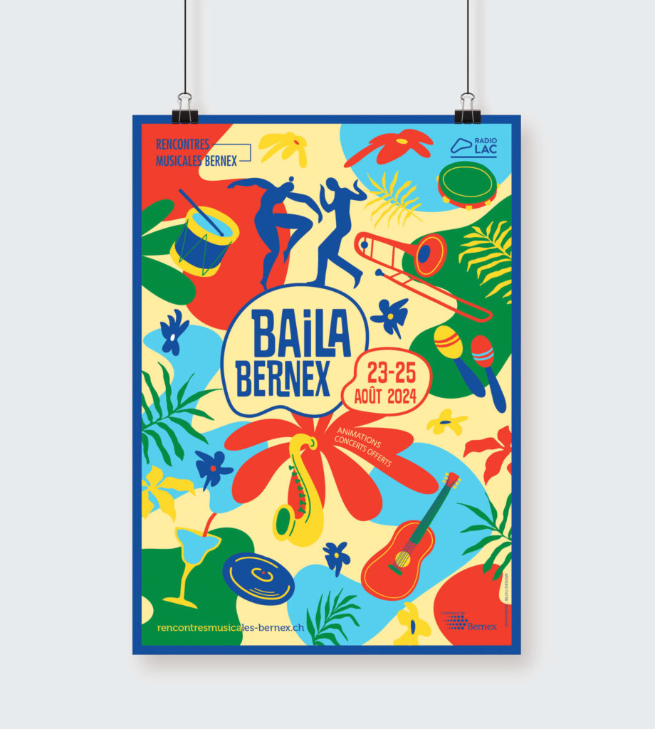 Branding événementiel avec identité visuelle vibrante inspirée des rythmes latins et de l’ambiance festive. Ici l'affiche.