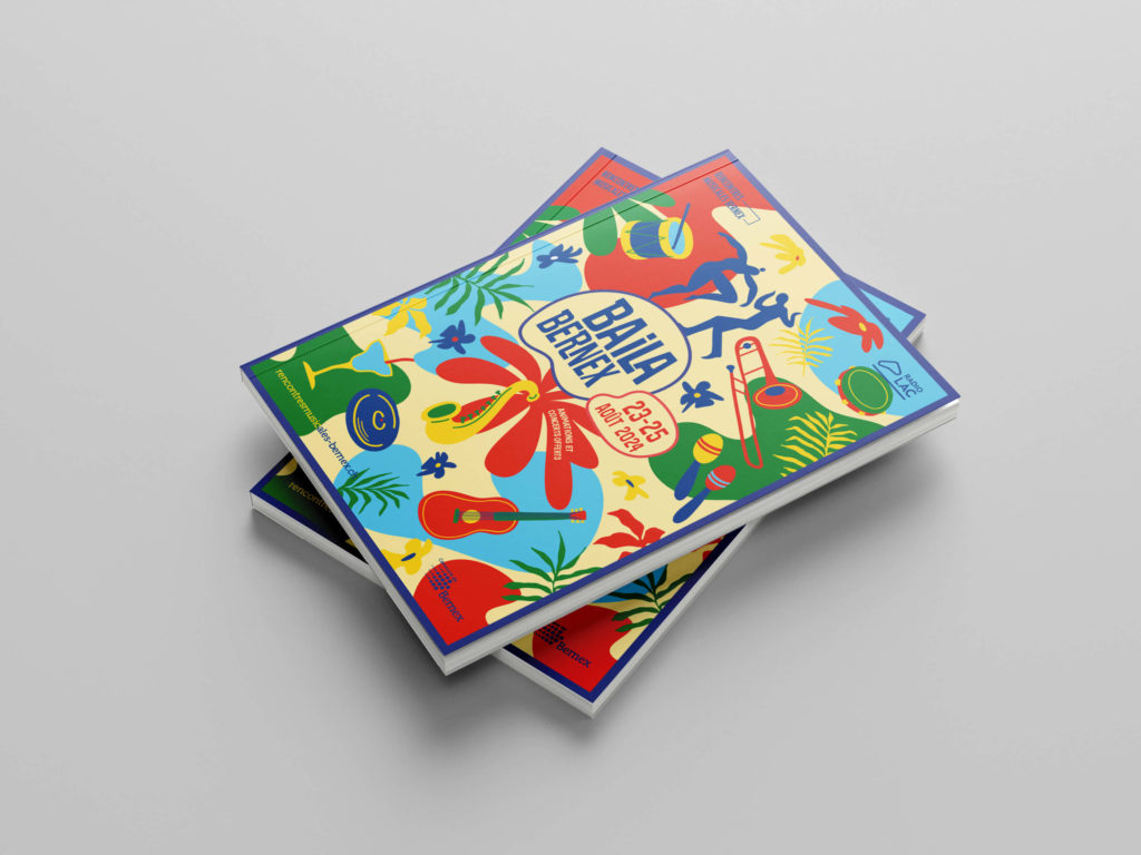 Branding événementiel avec identité visuelle vibrante inspirée des rythmes latins et de l’ambiance festive. Ici le programme.