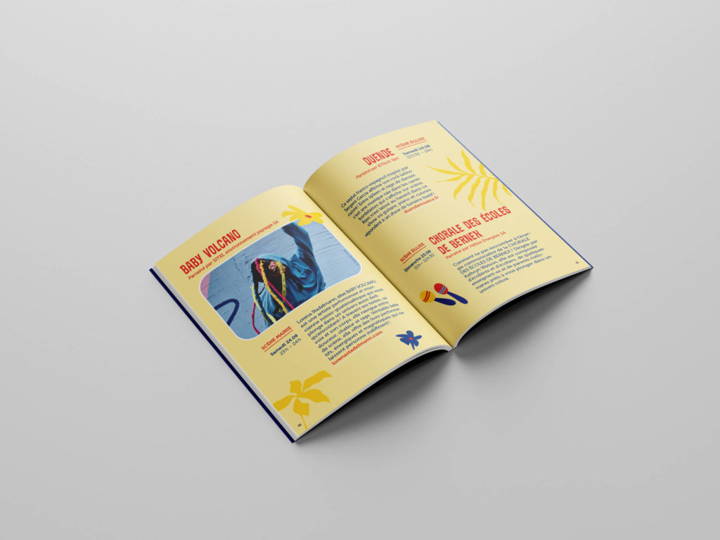 Branding événementiel avec identité visuelle vibrante inspirée des rythmes latins et de l’ambiance festive. Ici la brochure.