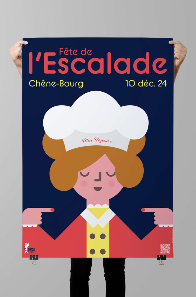 Affiche festive illustrant la Mère Royaume, héroïne emblématique de la légende genevoise.