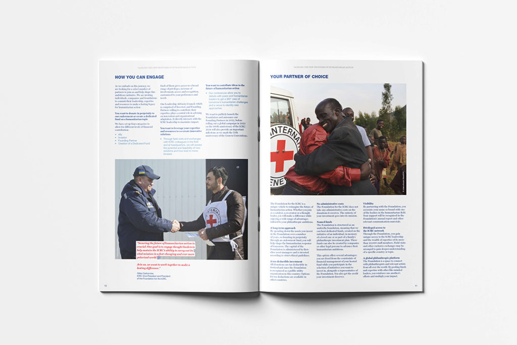 Conception d’une brochure claire et professionnelle, pensée pour valoriser l’action humanitaire du CICR à travers textes, visuels et mise en page soignée.