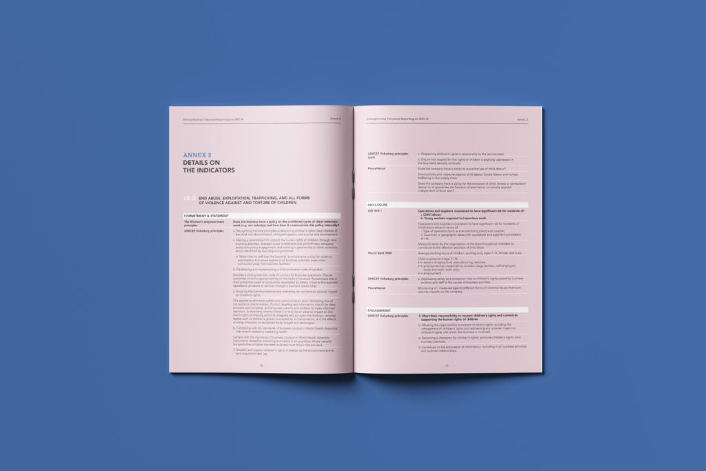 Rapport annuel conçu à Genève par Blou Design, présentant une mise en page claire, des infographies et des tableaux chiffrés. Couverture bleue avec une colombe stylisée et intérieur aux tons colorés, réalisé pour une entreprise internationale, Peace Nexus. Rapport ici en français, mais traduit dans 3 autres différentes langues