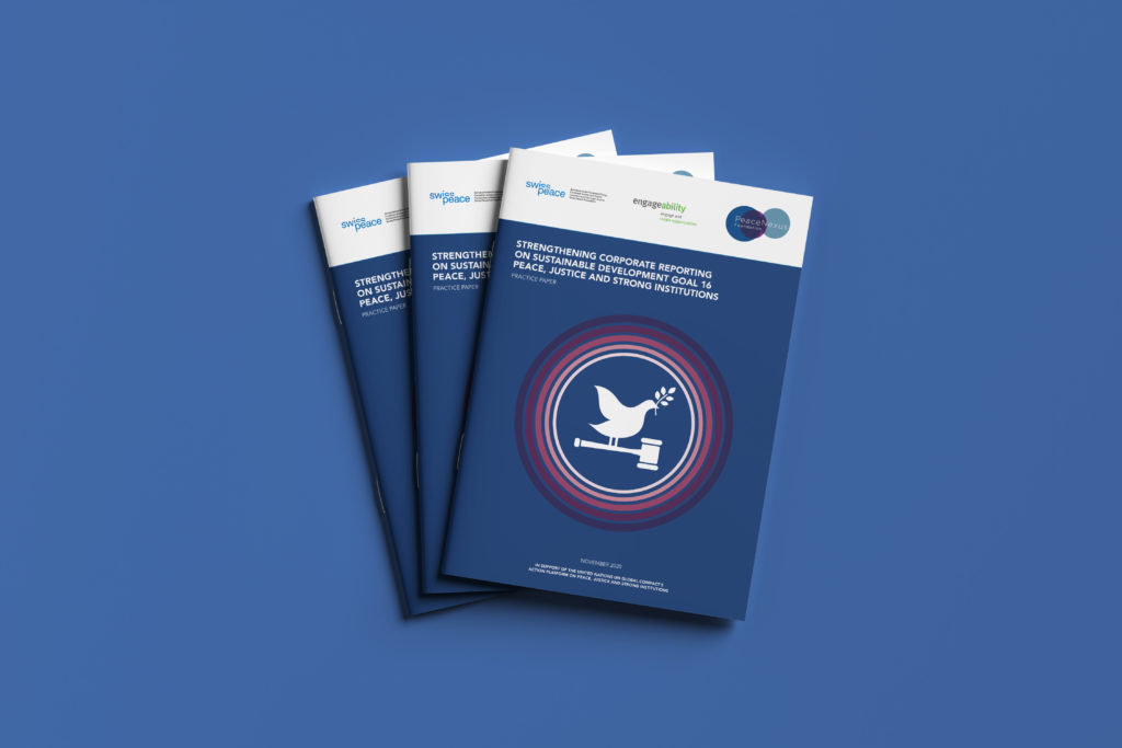 Rapport annuel conçu à Genève par Blou Design, présentant une mise en page claire, des infographies et des tableaux chiffrés. Couverture bleue avec une colombe stylisée et intérieur aux tons colorés, réalisé pour une entreprise internationale, Peace Nexus. Rapport ici en français, mais traduit dans 3 autres différentes langues.