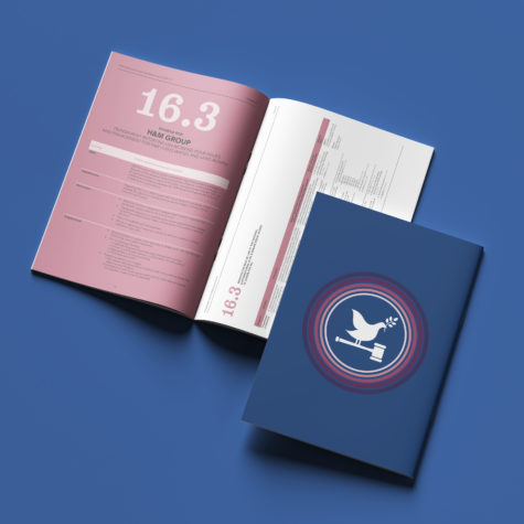 A la demande de l'organisation Peace Nexus, rapport annuel conçu à Genève par Blou Design, présentant une mise en page claire, des infographies et des tableaux chiffrés. Couverture bleue avec une colombe stylisée et intérieur aux tons colorés, réalisé pour une entreprise internationale. Rapport ici en français, mais traduit dans 3 autres différentes langues