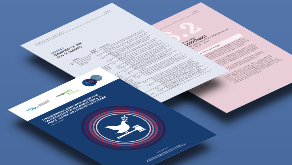 Rapport annuel conçu à Genève par Blou Design, présentant une mise en page claire, des infographies et des tableaux chiffrés. Couverture bleue avec une colombe stylisée et intérieur aux tons colorés, réalisé pour une entreprise internationale, Peace Nexus. Rapport présenter maintenant en français, mais traduit dans 3 autres différentes langues. Ici en version digitale
