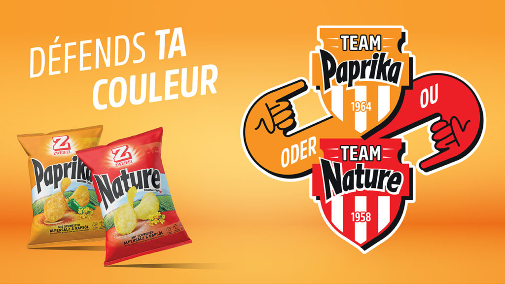 Visuel de la publicité de Zweifel - team Nature VS Team Paprika