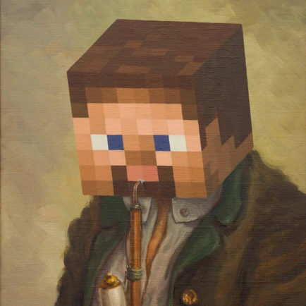 André Schulze, ses tableaux anciens pixelisés à l'huile - homme a la pipe - La lettre de Blou #7